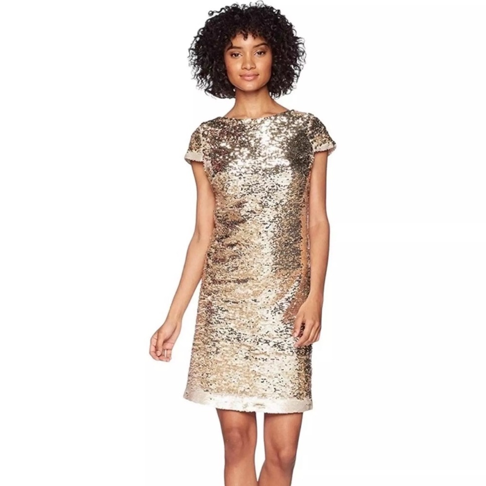 [ SAM EDELMAN ] Champagne & Cream Sequin Shift Dress : sz 10 : NWT